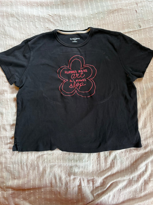 Humans Make Art - Flower Embroidered T-Shirt