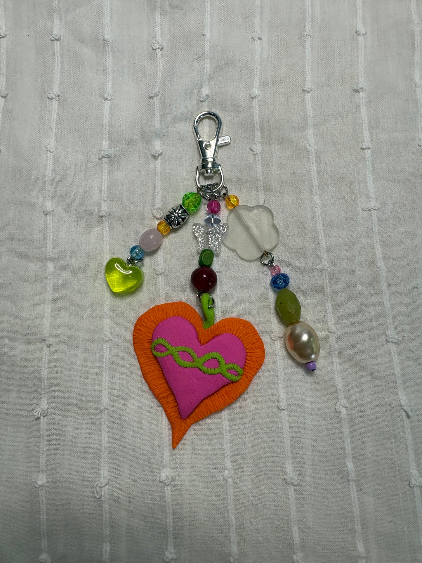Orange Heart Bag Charm