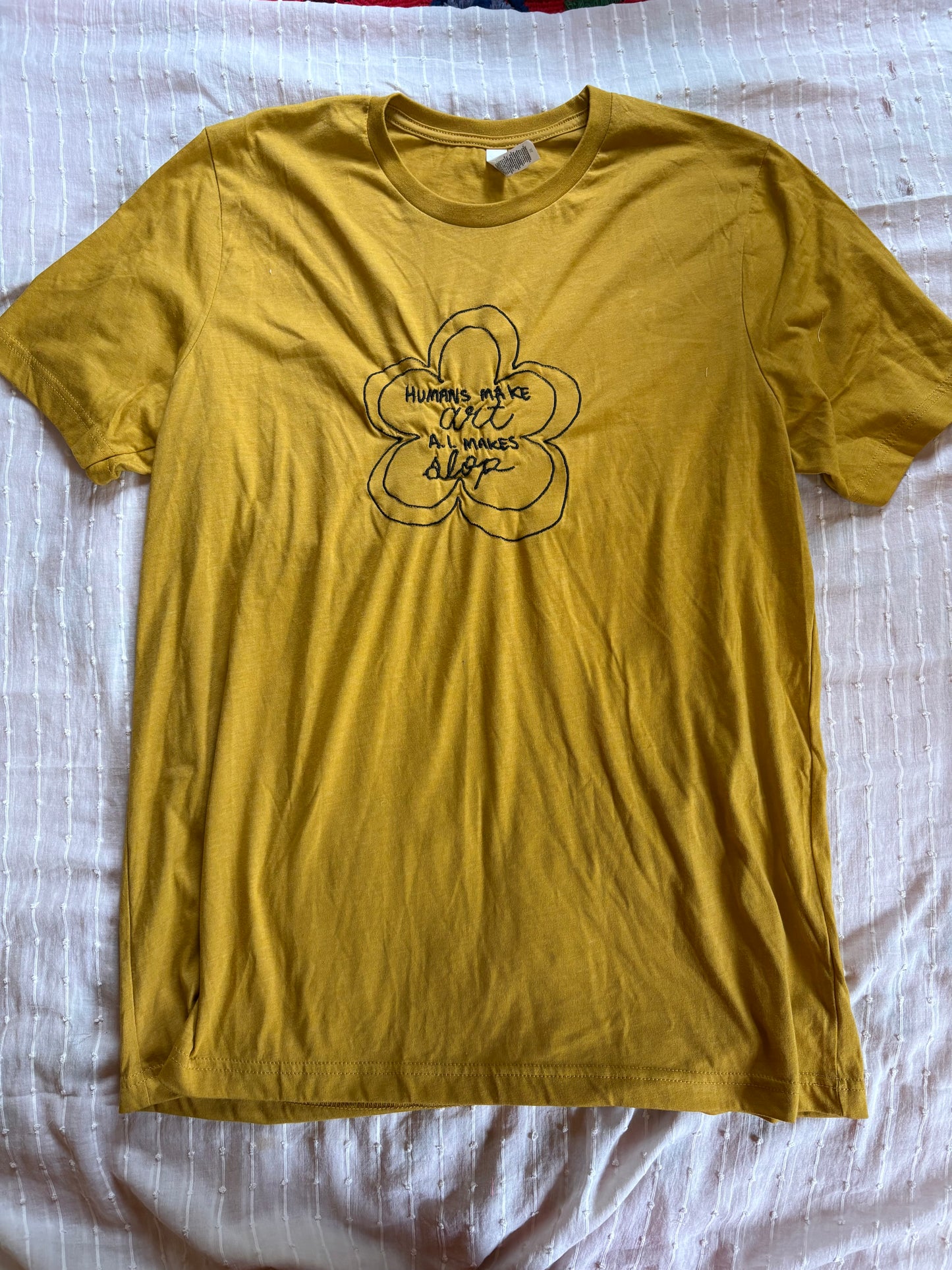 Humans Make Art  - Flower Embroidered T-Shirt