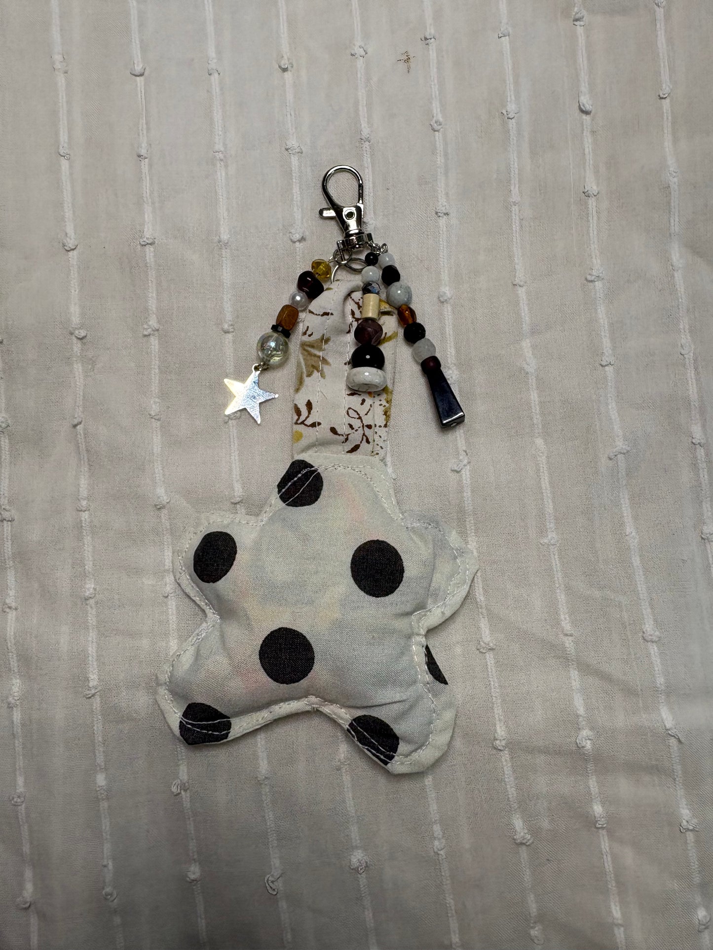 Polka Dot Plush Flower Bag Charm