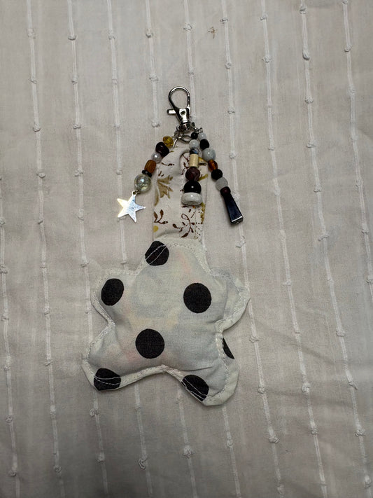 Polka Dot Plush Flower Bag Charm