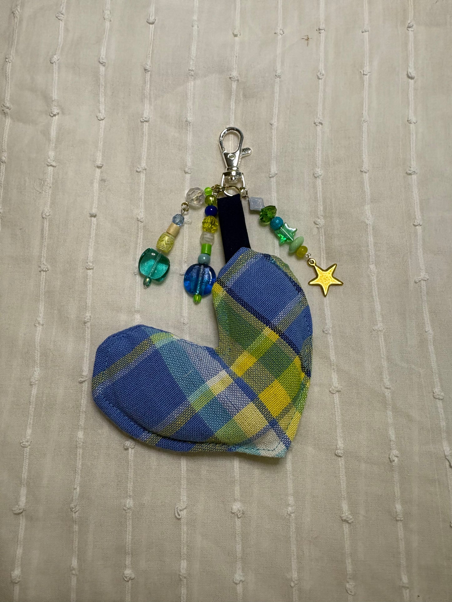 Plaid Plush Heart Bag Charm