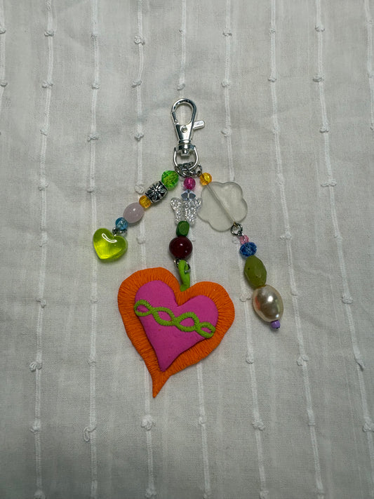 Orange Heart Bag Charm