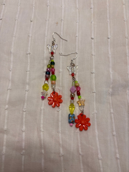 Flowers and Butterflies Charm Earrings