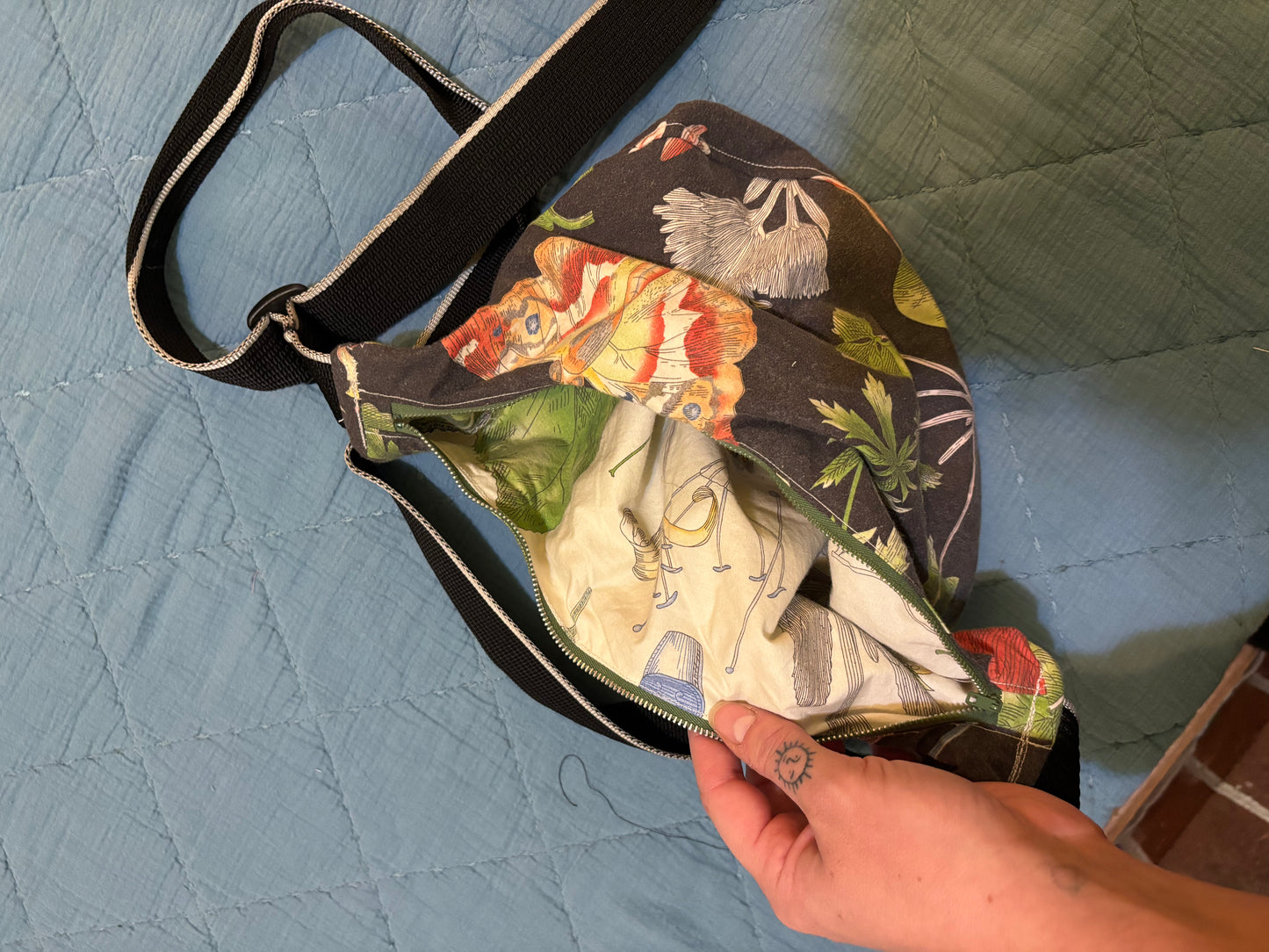 Botanical - Handmade Crescent Bag