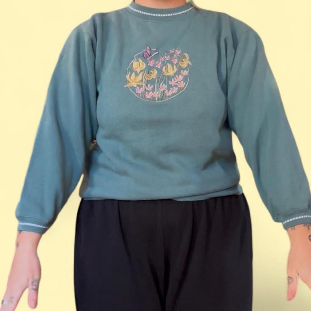 vintage embroidered crew
