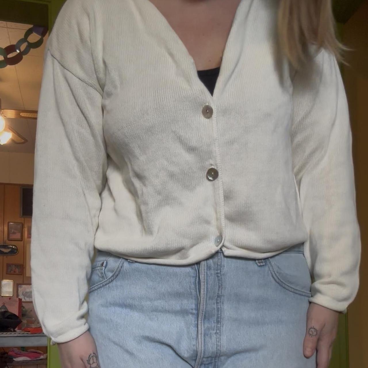 cream cardigan